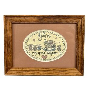 Vintage Lynn Norton Parker Creative Calligraphy Special Babysitter Framed Art